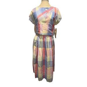 Vintage Continuations 50s School Teacher Plaid Pastel Color Skirt and Top Set S